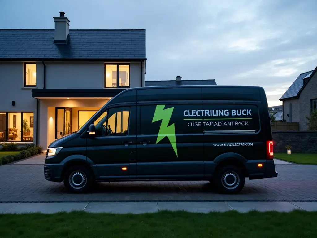 Boyne Electrical branded van outside a Drogheda home